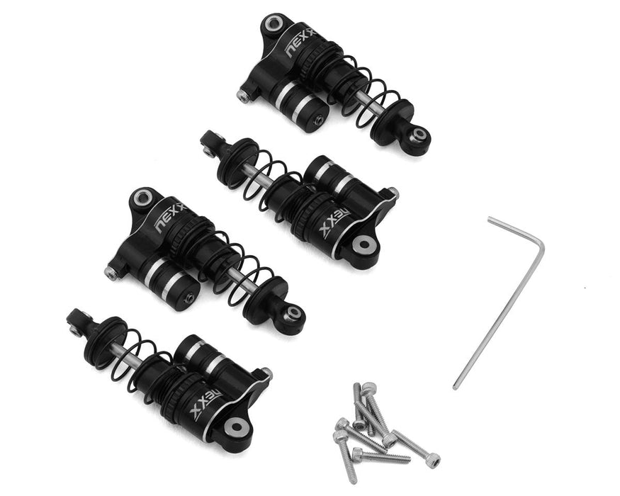 NEXX Racing Losi® Micro-B Aluminum Oil-Filled Threaded Reservoir Shocks (Black)
