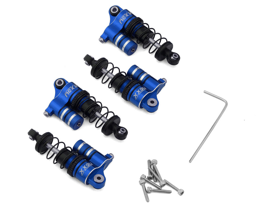 NEXX Racing Losi® Micro-B Aluminum Oil-Filled Threaded Reservoir Shocks (Blue)