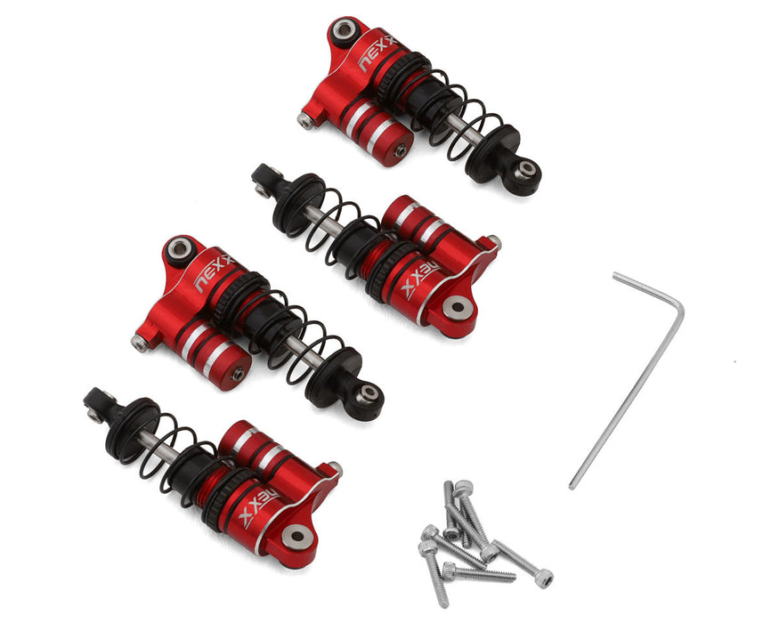 NEXX Racing Losi® Micro-B Aluminum Oil-Filled Threaded Reservoir Shocks (Red)