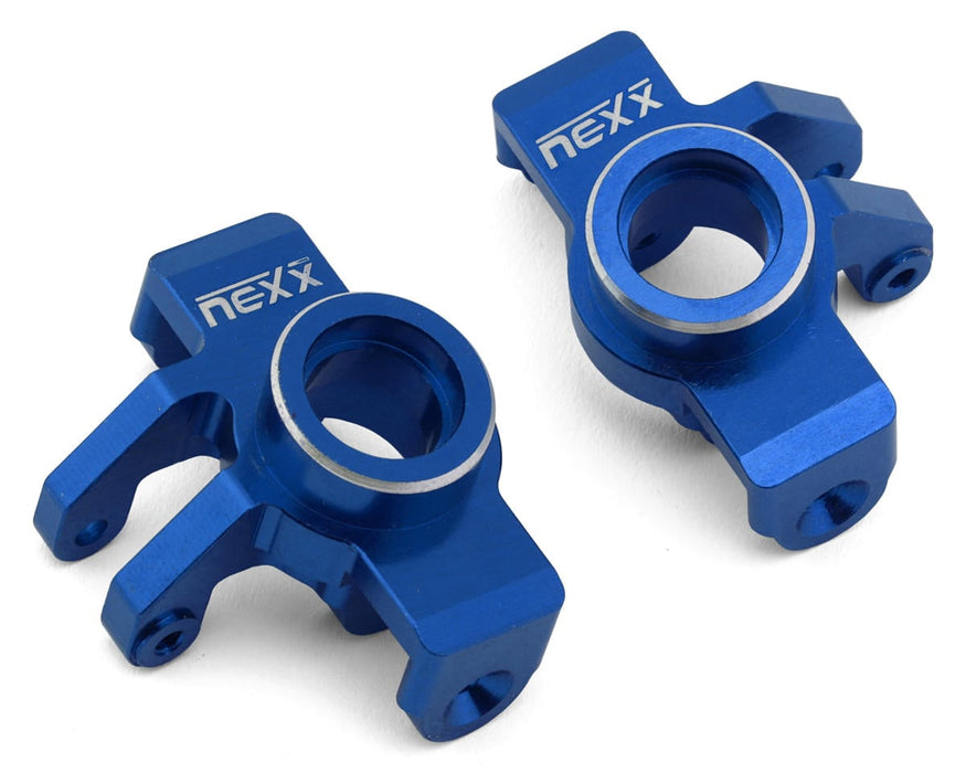 NEXX Racing Arrma® Granite/Typhon Grom Aluminum Steering Knuckles (Blue) (2)