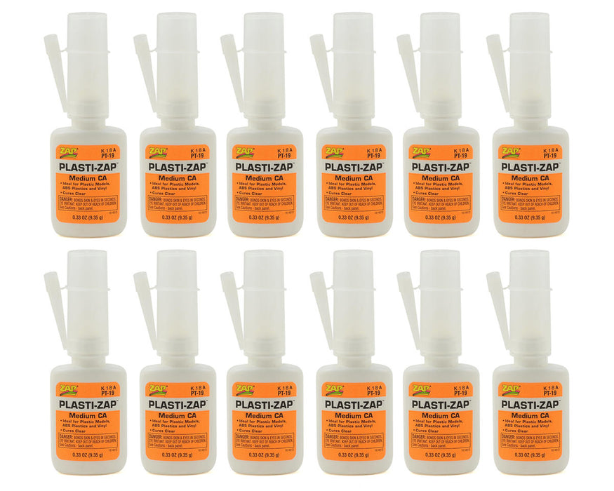 Pacer Technology Plasti-Zap CA Glue Box Set (12) (Medium) (0.33oz)