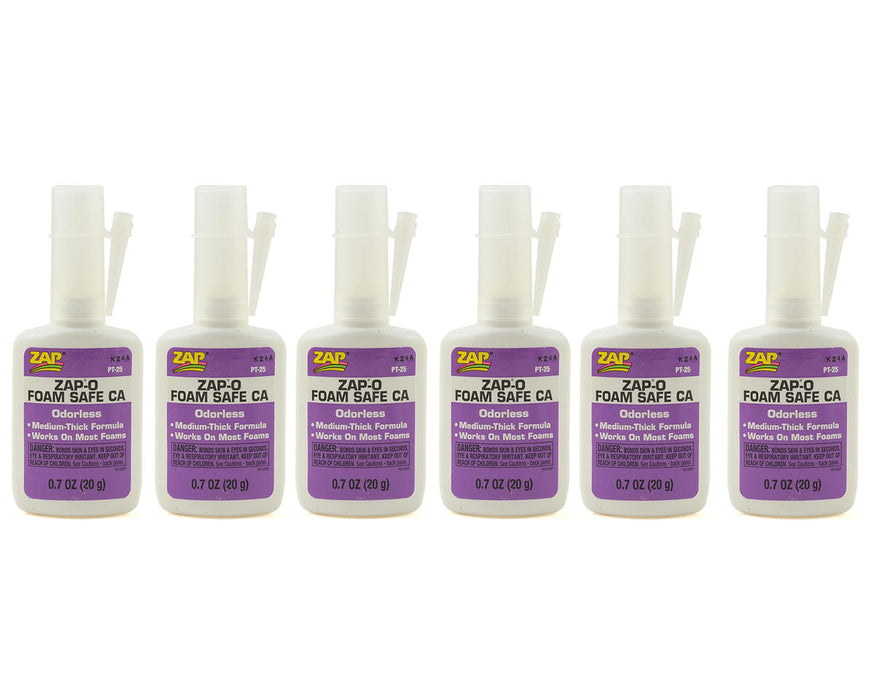 Pacer Technology Zap-O Odorless Foam Safe CA Glue Box Set (6) (Medium-Thick)