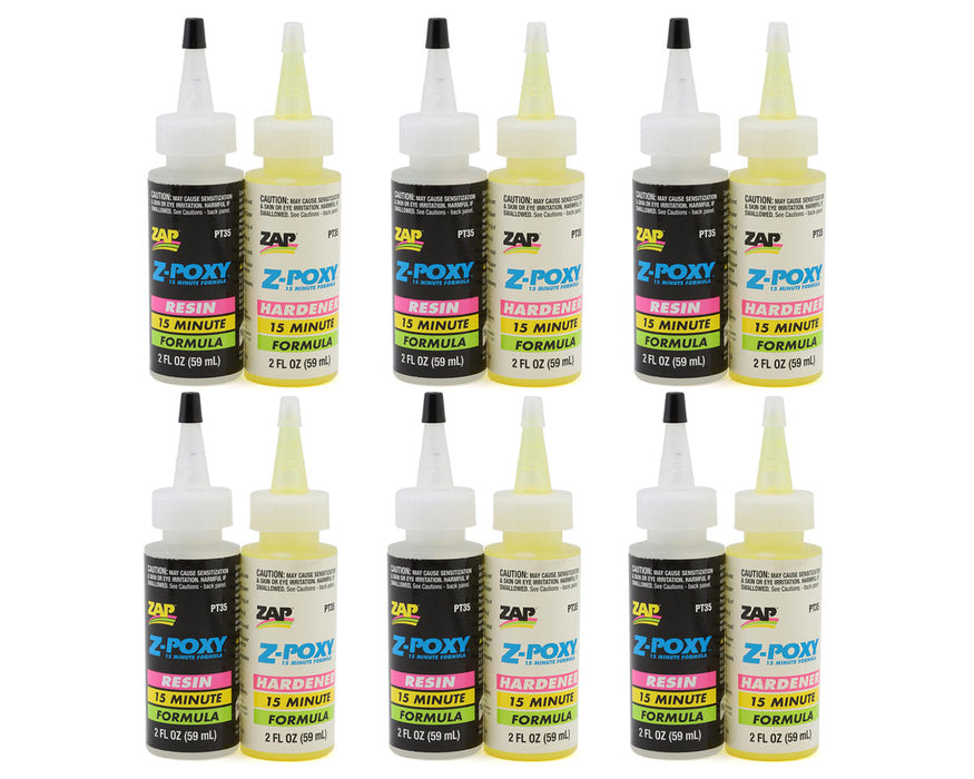 Pacer Technology Zap Z-Poxy 15 Minute 2-Part Epoxy Box Set (6) (4oz)
