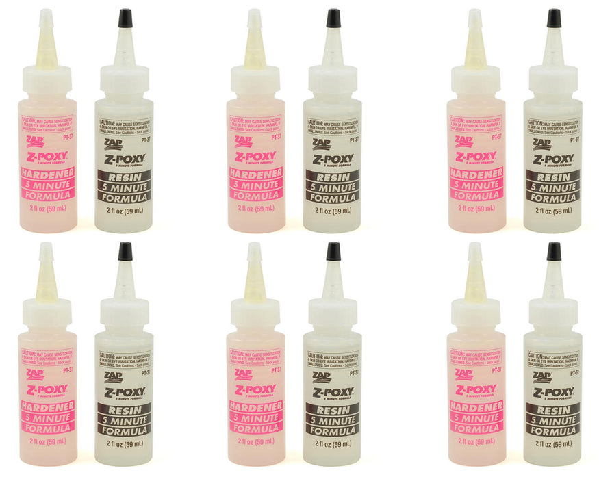 Pacer Technology Zap Z-Poxy 5 Minute 2-Part Epoxy Box Set (6) (4oz)