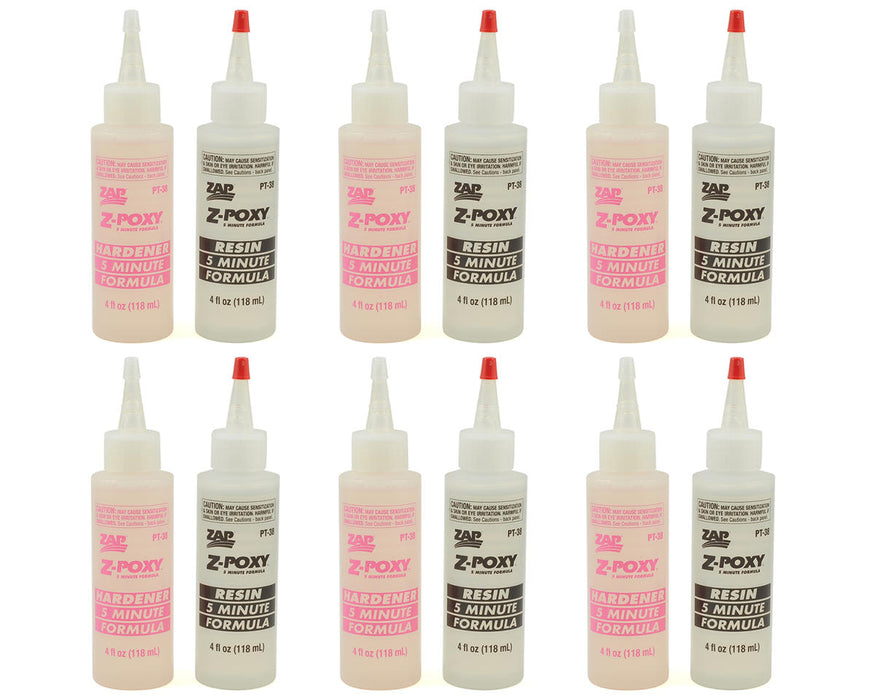 Pacer Technology Zap Z-Poxy 5 Minute 2-Part Epoxy Box Set (6) (8oz)
