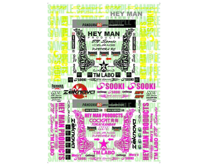 Pandora RC 1/10 Scale Decal Sheet (HEY MAN) (420x300mm)