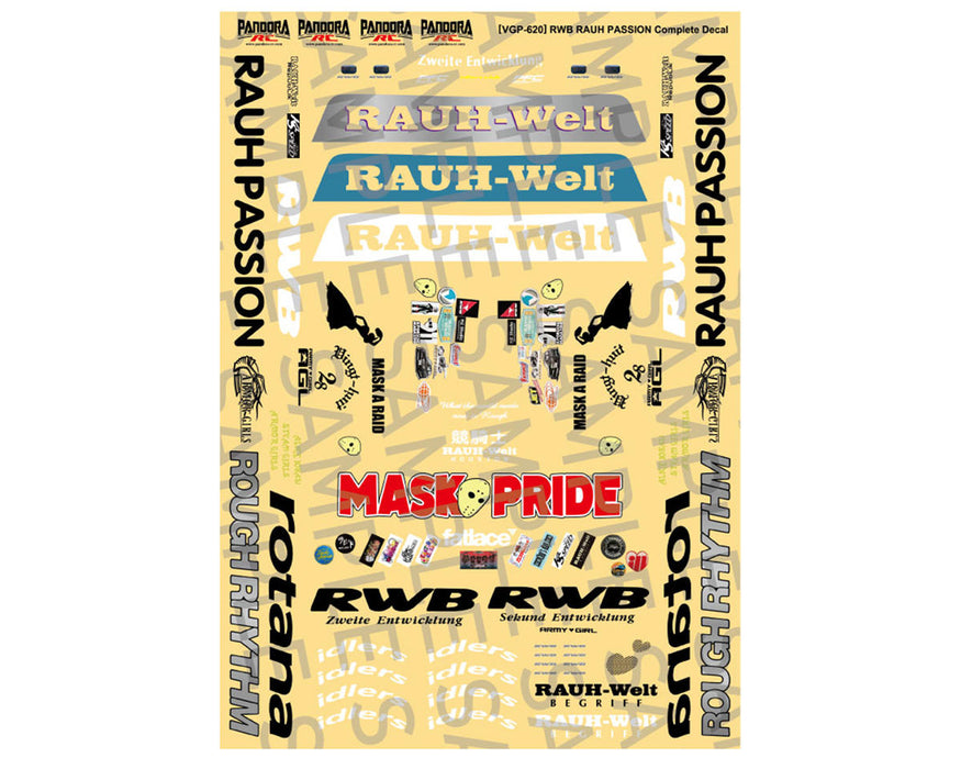 Pandora RC 1/10 Scale Decal Sheet (RWB RAUH PASSION)