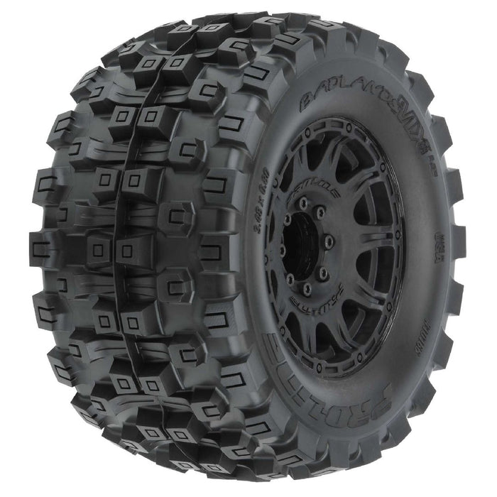 Pro-Line Badlands 3.8" BELTED Tires on Black Rem Hex Wheels (2)