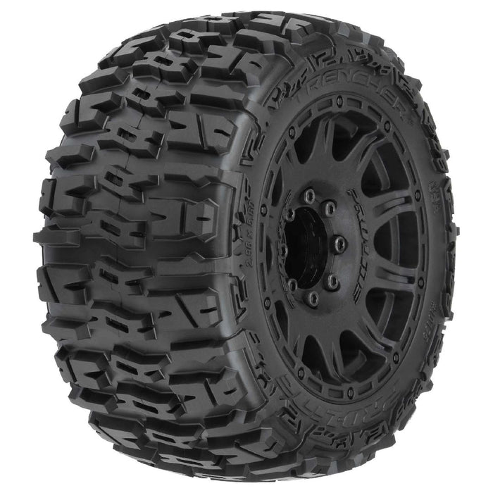 Pro-Line Trencher LP 3.8" Tires on Black Rem Hex Wheels (2)