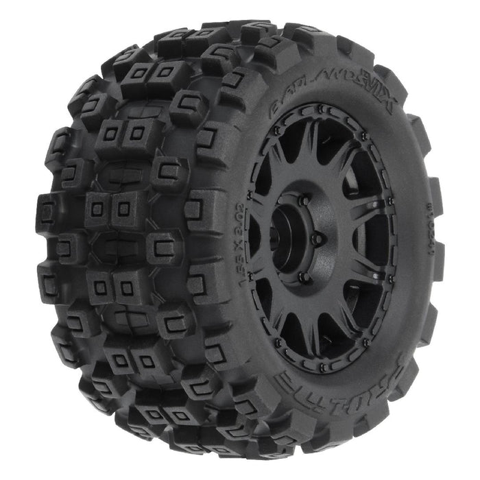 Pro-Line Badlands 1.85" on Black 12mm Hex Wheels (4)