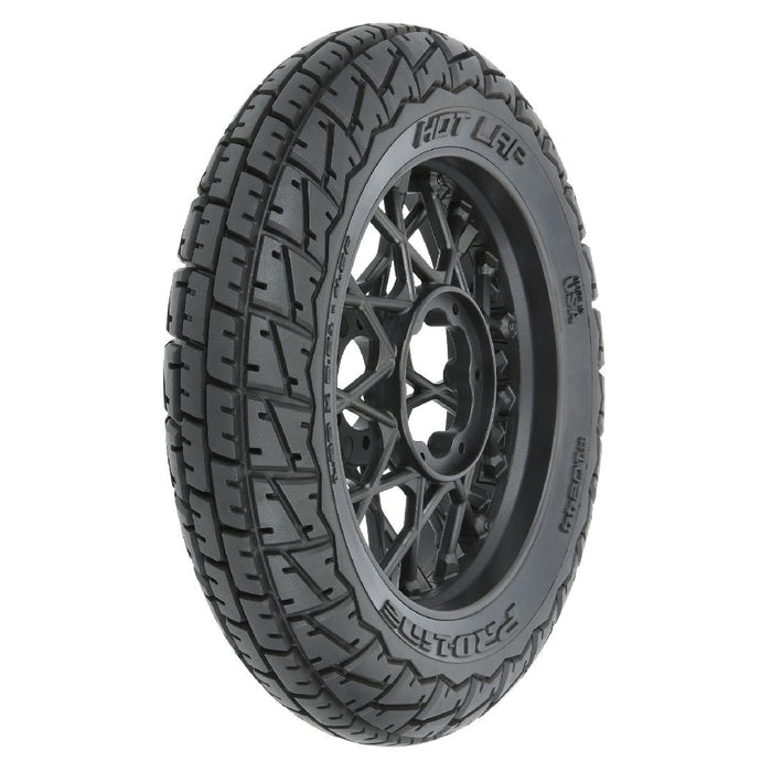Pro-Line Hot Lap Motorcycle Front Tire on Black Supermoto Wheel