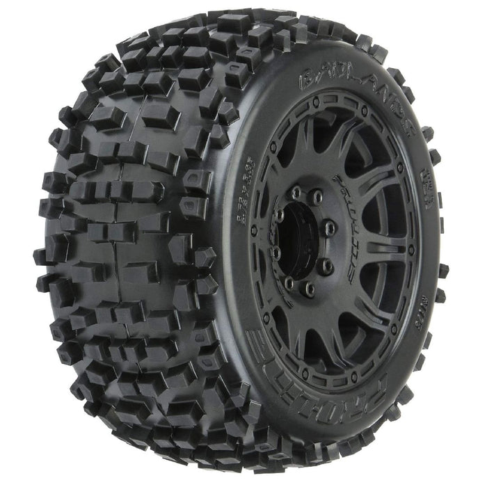 Pro-Line Badlands 3.8" Tires on Black  Removable Hex Wheels (2)