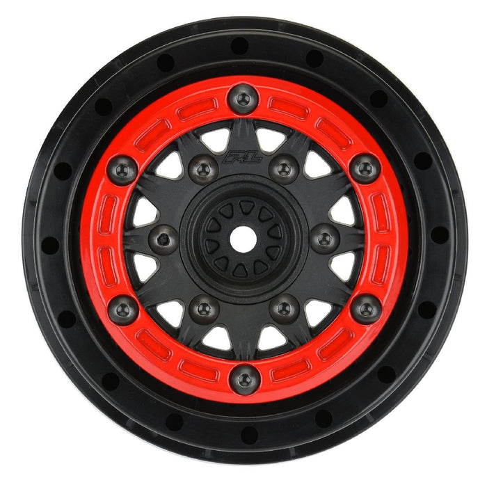 Pro-Line 2.2"/3.0" Red/Black Bead-Loc Rem Hex Wheels (2)