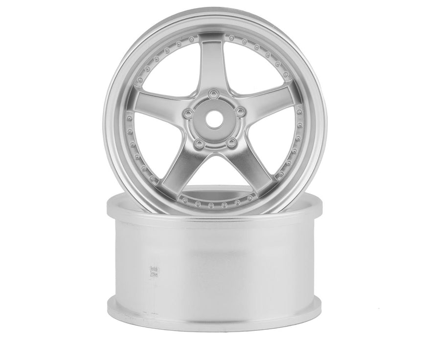 RC Art SSR Professor SP4 5-Spoke Drift Wheels (Matte Silver) (2) (8mm Offset)