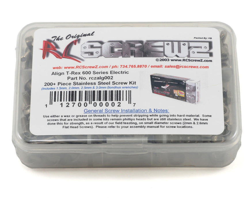 RC Screwz Align T-Rex 600 Series Stainless Steel S