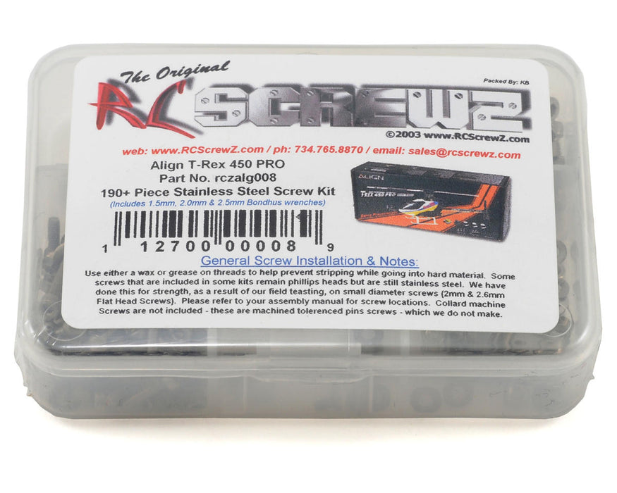RC Screwz Screw Set: T-REX 450 Pro