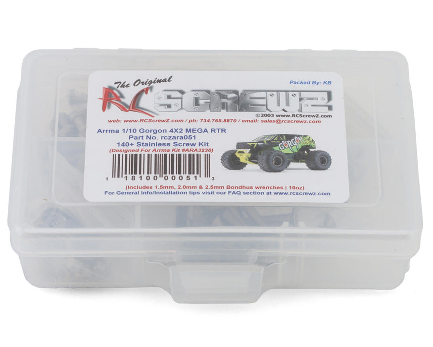 RC Screwz Arrma Gorgon 4x2 MEGA 1/10 Monster Truck Stainless Steel Screw Kit