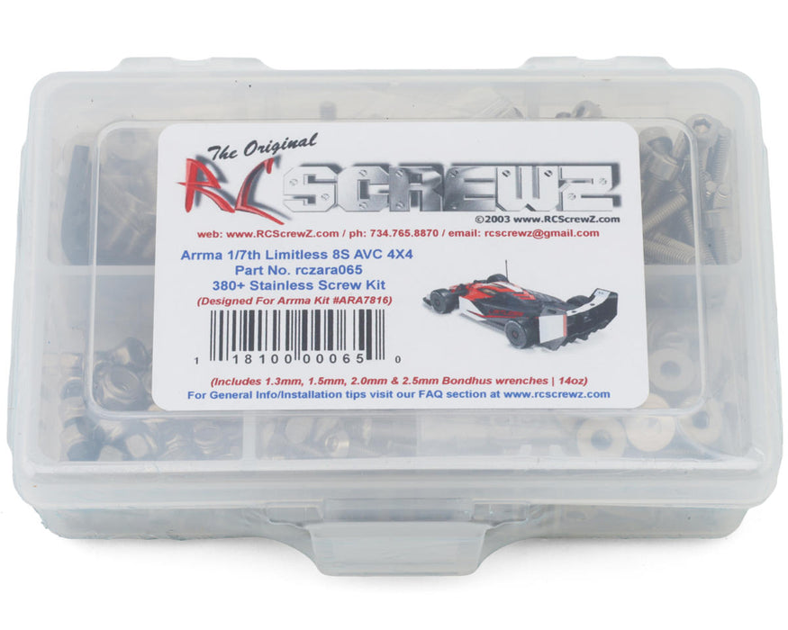 RC Screwz Arrma® Limitless™ 120 8S Stainless Steel Screw Kit