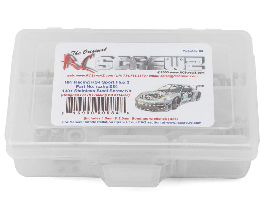 RC Screwz HPI Racing RS4 Sport 3 Flux Stainless Steel Screw Kit