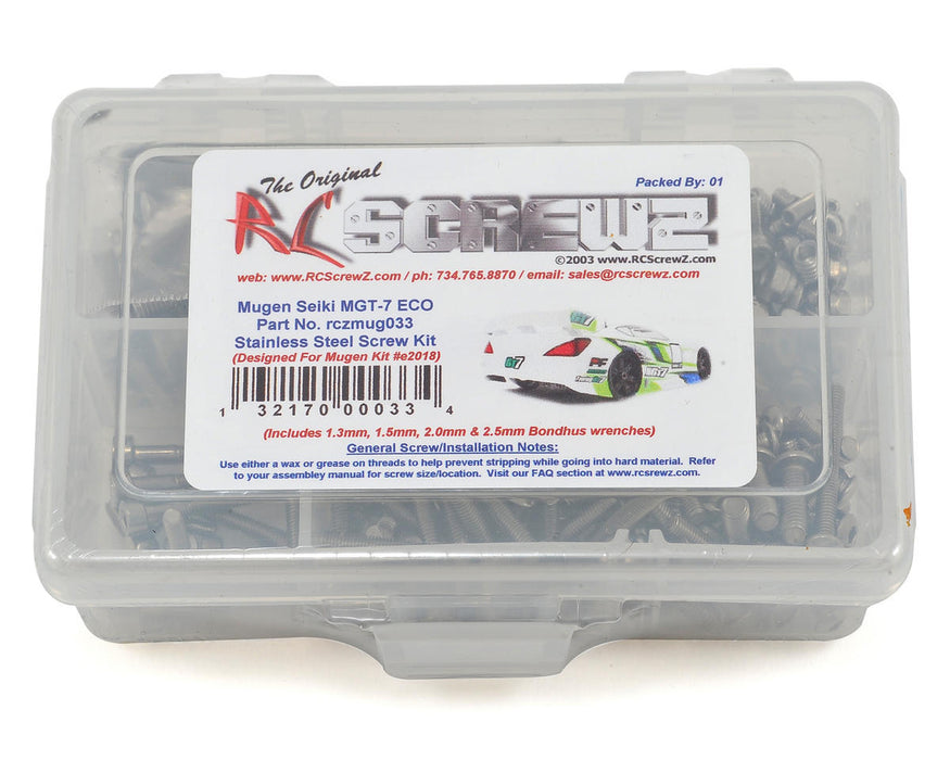 RC Screwz Mugen Seiki MGT7 ECO Stainless Screw Kit