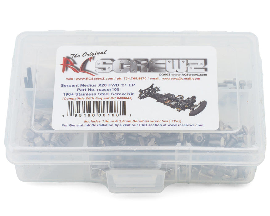 RC Screwz Serpent Medius X20 FWD EP 2021 Stainless Steel Screw Kit