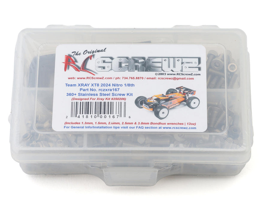 RC Screwz Team XRAY XT8 2024 1/8 Nitro Truggy Stainless Steel Screw Kit