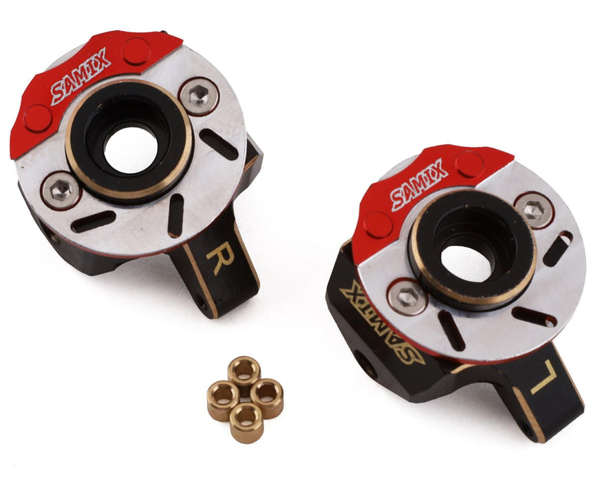 Samix SCX24 Brass Heavy Steering Knuckle Set w/Brake Rotor (2) (9.5g)