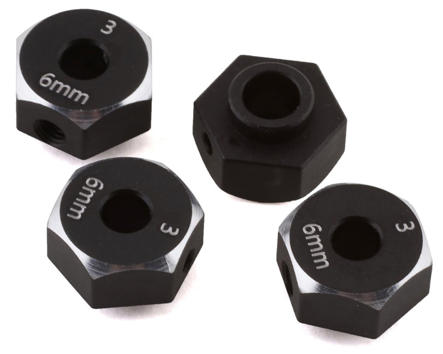 Samix SCX10 III Aluminum Hex Adapter (Black) (4) (6mm)