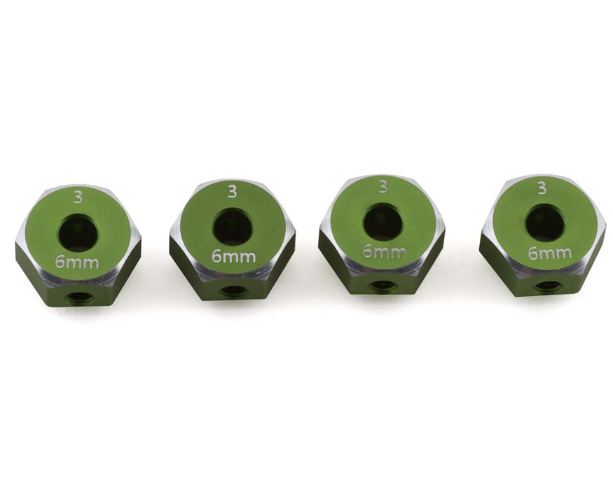 Samix SCX10 III Aluminum Hex Adapter (Green) (4) (6mm)