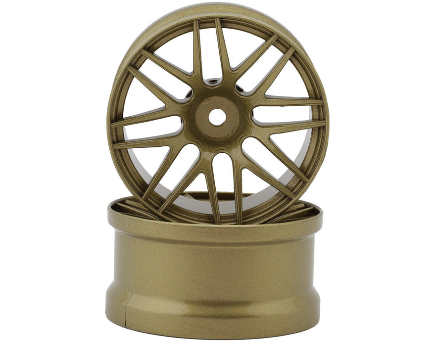 Sideways RC 1/10 R2 Multi-Spoke Nylon Drift Wheels (Gold) (2) (6mm Offset)
