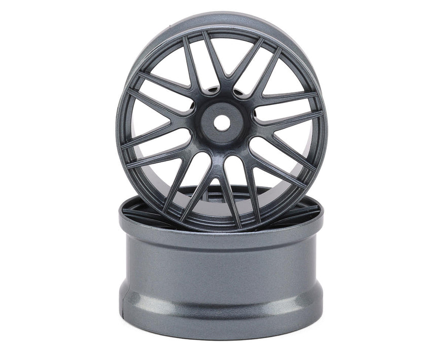 Sideways RC 1/10 R2 Multi-Spoke Nylon Drift Wheels (Gun Metal) (2) (6mm Offset)