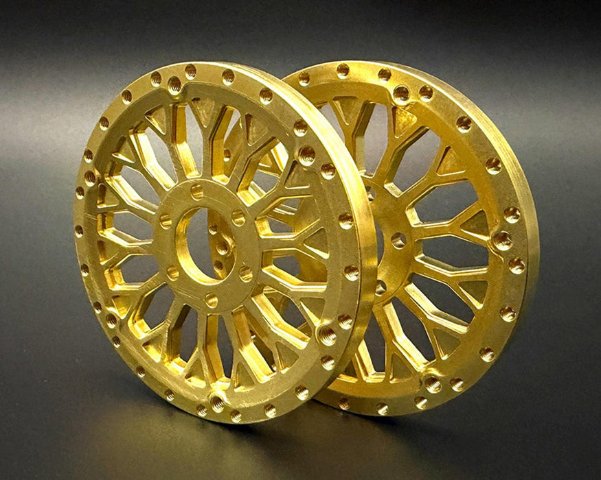 Reefs RC Brass 2.2" "SHIELD" Reversible Offset Wheel Face Set (2) (78.8g Each)