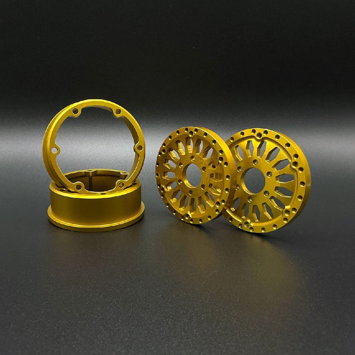 Reefs 1.9  Gold "SHIELD" Aluminum Beadlock Wheels W/Hubs (2)
