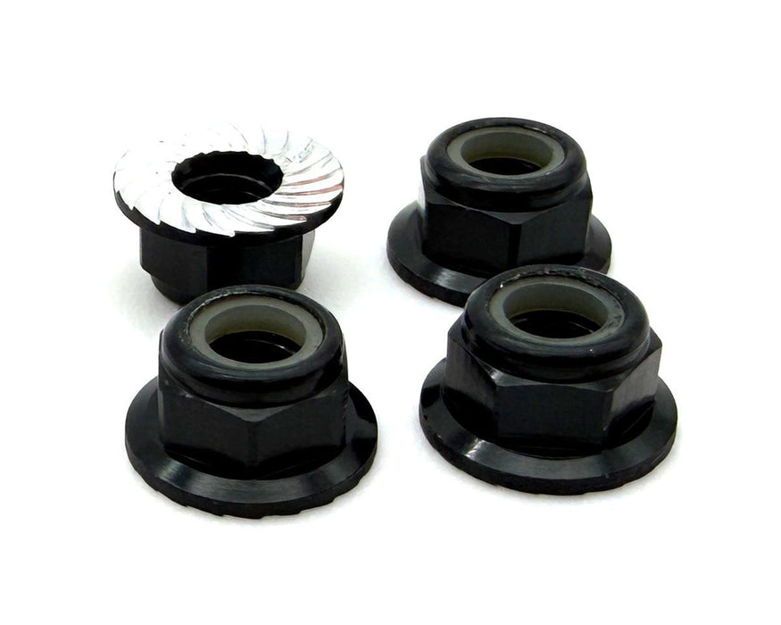 Reefs RC 5mm Aluminum Flanged & Serrated Lock Nuts (Black) (4)