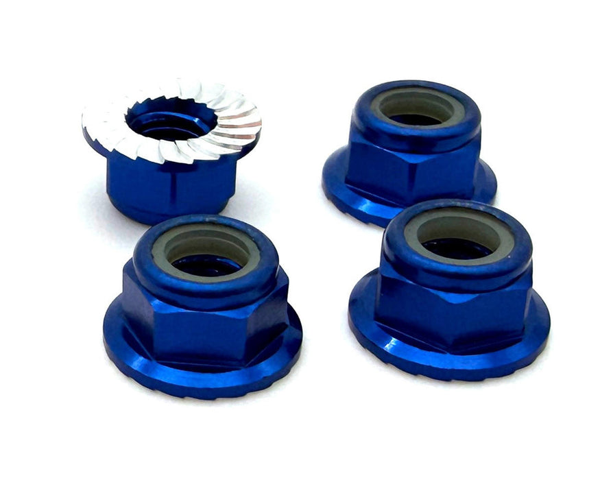 Reefs RC 5mm Aluminum Flanged & Serrated Lock Nuts (Blue) (4)
