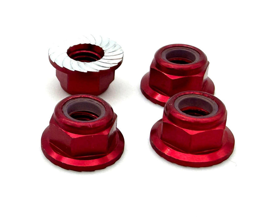 Reefs RC 5mm Aluminum Flanged & Serrated Lock Nuts (Red) (4)