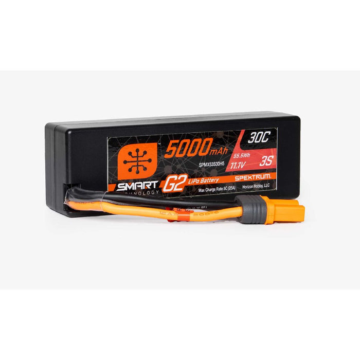 Spektrum 5000mAh 3S 11.1V 30C Smart G2 LiPo IC5 Hardcase