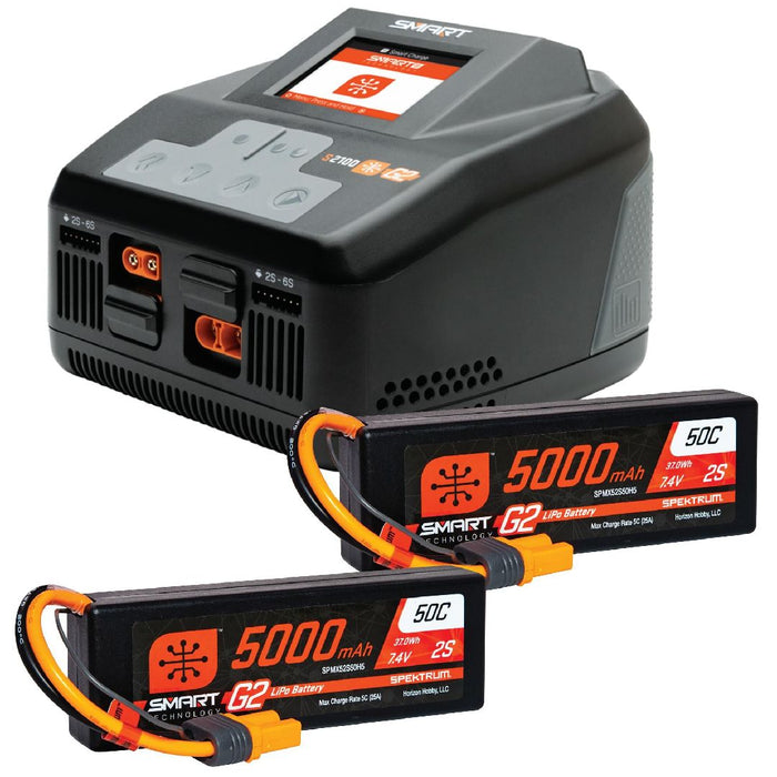 Spektrum Smart 4S Bundle, (2) 5000mAh 2S IC5 & S2100 Charger