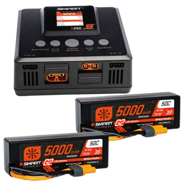 Spektrum 6S Surface Bundle: (2) G2 5000mAh 3S IC5 & S250 Charger