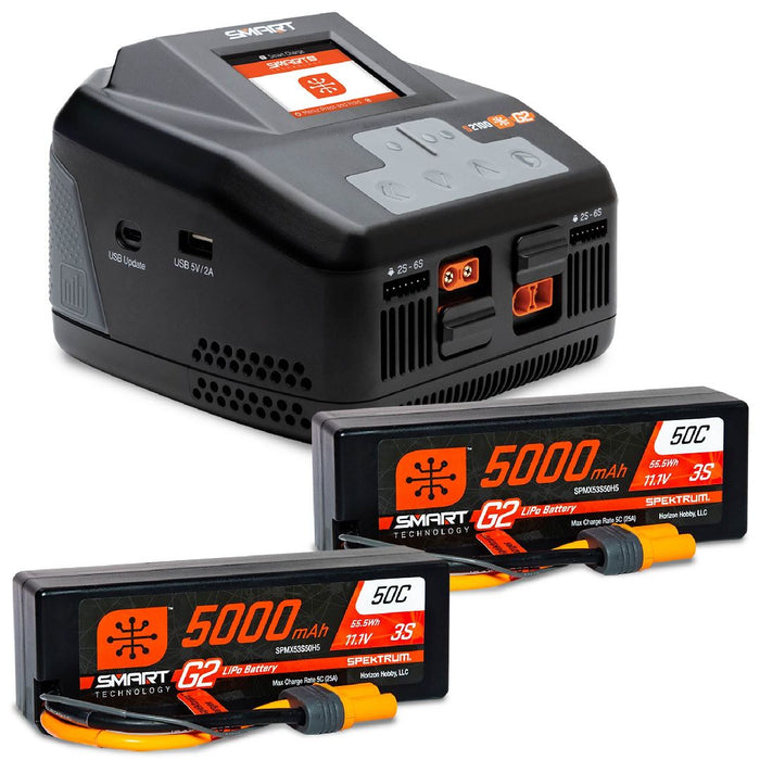 Spektrum Smart 6S Bundle, (2) 5000mAh 3S IC5 & S2100 Charger