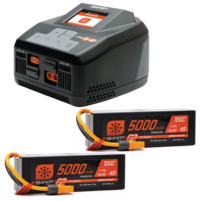 Spektrum Smart 8S Bundle: (2) 5000mAh 4S IC5 & S2100 Charger