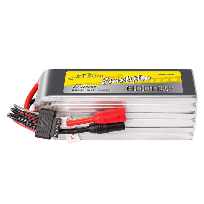 Tattu G-Tech 6000mAh 6S 150C Lipo Battery Pack with AS150 Plug
