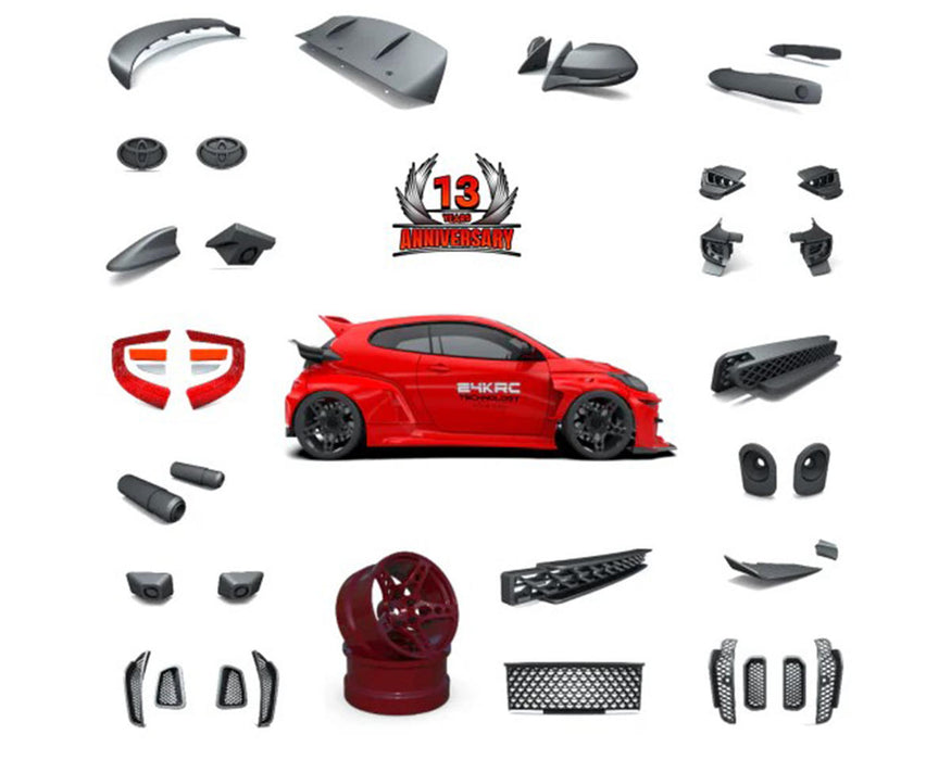24K RC Technology 1/10 13th Anniversary Yaris Full Body Set (Clear)