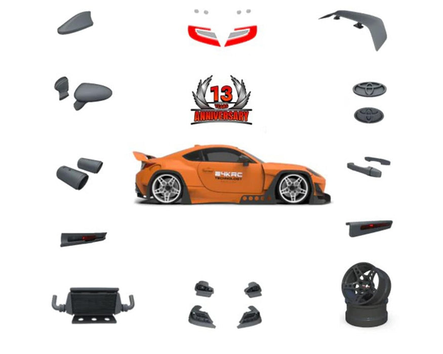 24K RC Technology 1/10 13th Anniversary GR86 Full Drift Spec Body Set (Clear)