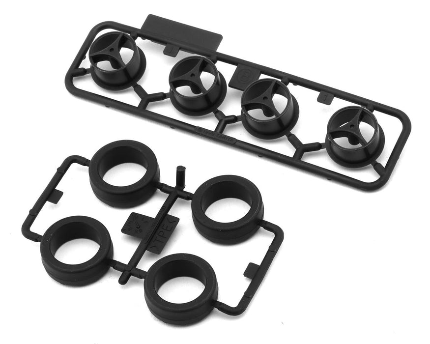 Tamiya JR Mini 4WD Super Small Diameter Narrow Low Profile Tires & Wheels (4)
