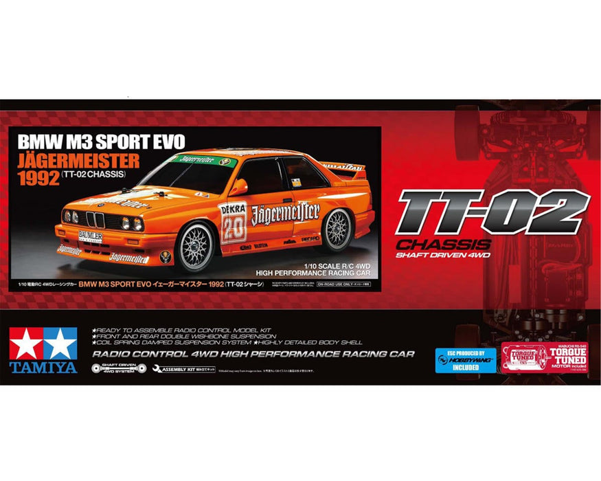 Tamiya TT-02 BMW M3 Sport EVO Jägermeister 92' 1/10 4WD Electric Touring Car Kit