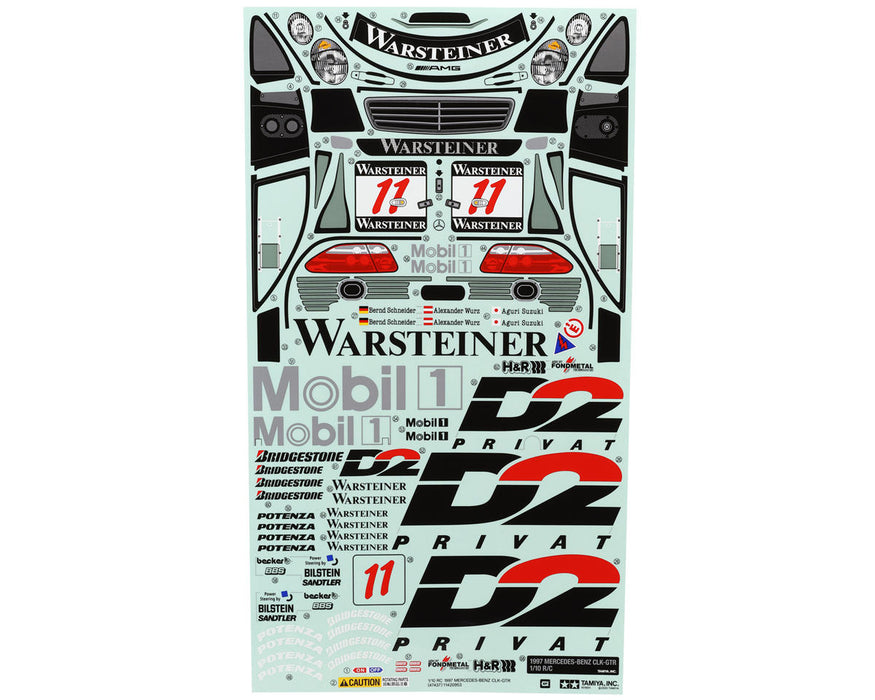 Tamiya TT-01E 1997 Mercedes-Benz CLK-GTR Decal & Masking Sheets Set