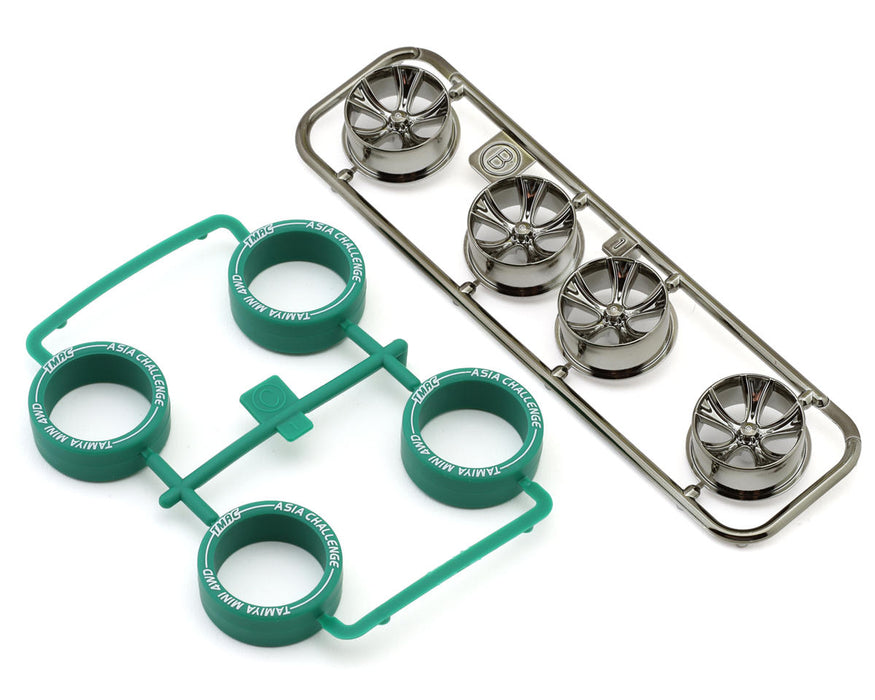 Tamiya JR Mini 4WD Small Diameter Low-Profile Tire & A-Spoke Wheels (4)