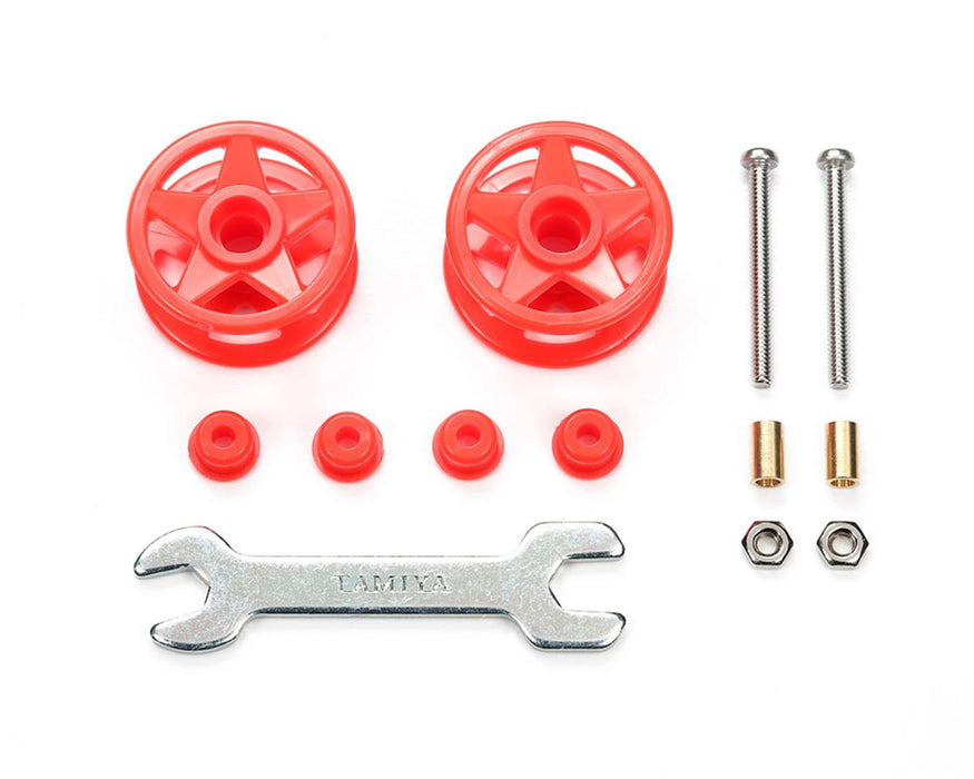 Tamiya JR Mini 4WD LF Plastic Double Rollers (Red) (2) (19mm)