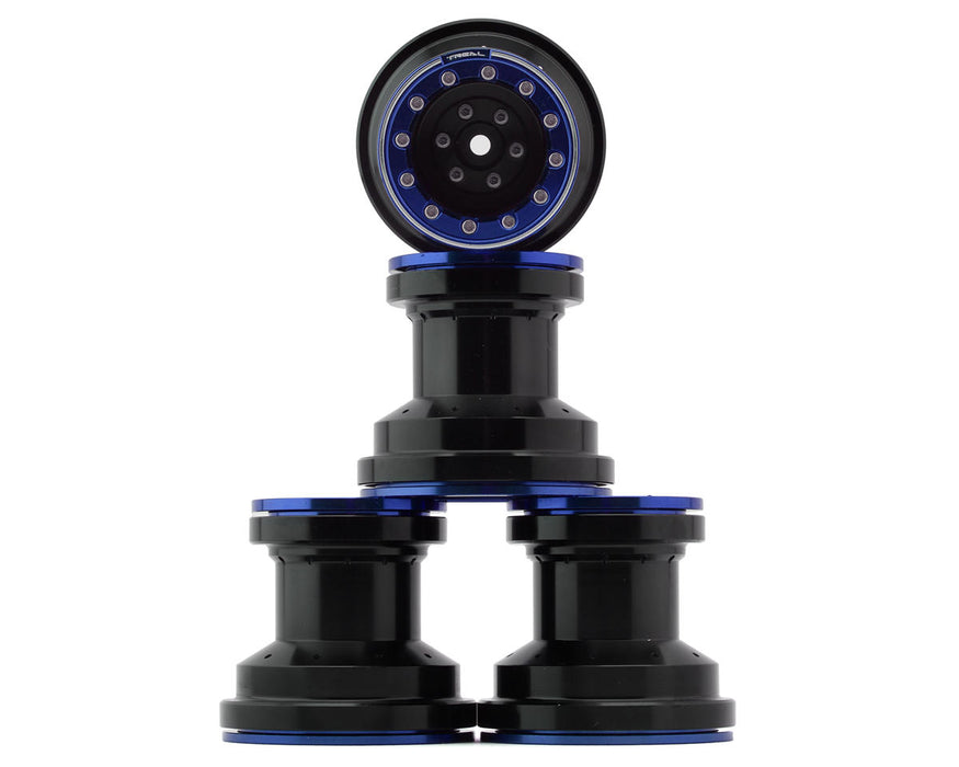 Treal Hobby Losi Mini LMT 7075 Aluminum Beadlock Wheel Set (4) (Black/Blue)